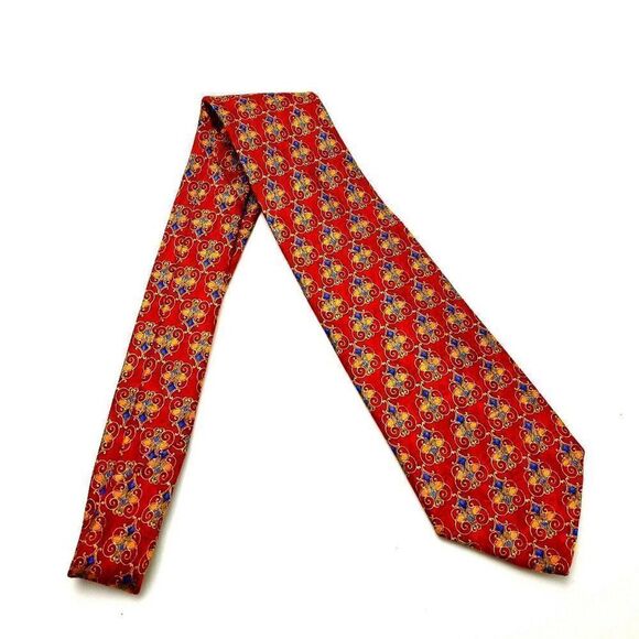 Robert Talbott Studio Silk Tie Print Red Short Wide Geometric - Picture 6 of 6